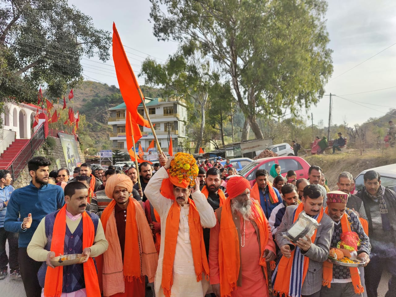 अयोध्या राम जन्म भूमि से आए पूजित अक्षत कलश का दाड़लाघाट में विभिन्न स्थानों पर भव्य स्वागत