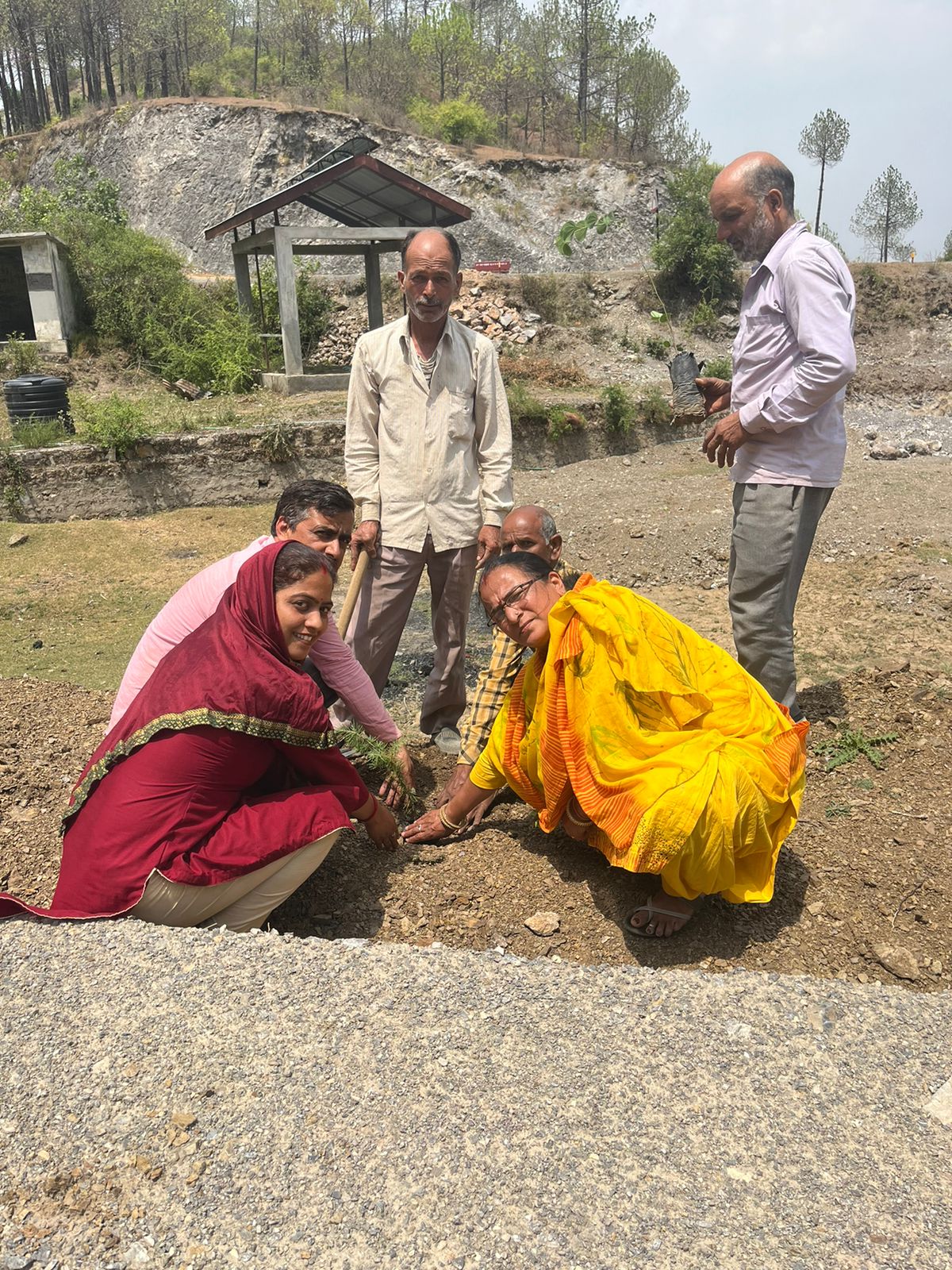 पर्यावरण दिवस के उपलक्ष्य पर अमृत सरोवर ध्यानपुर में किया गया देवदार के पौधों का पौधारोपण