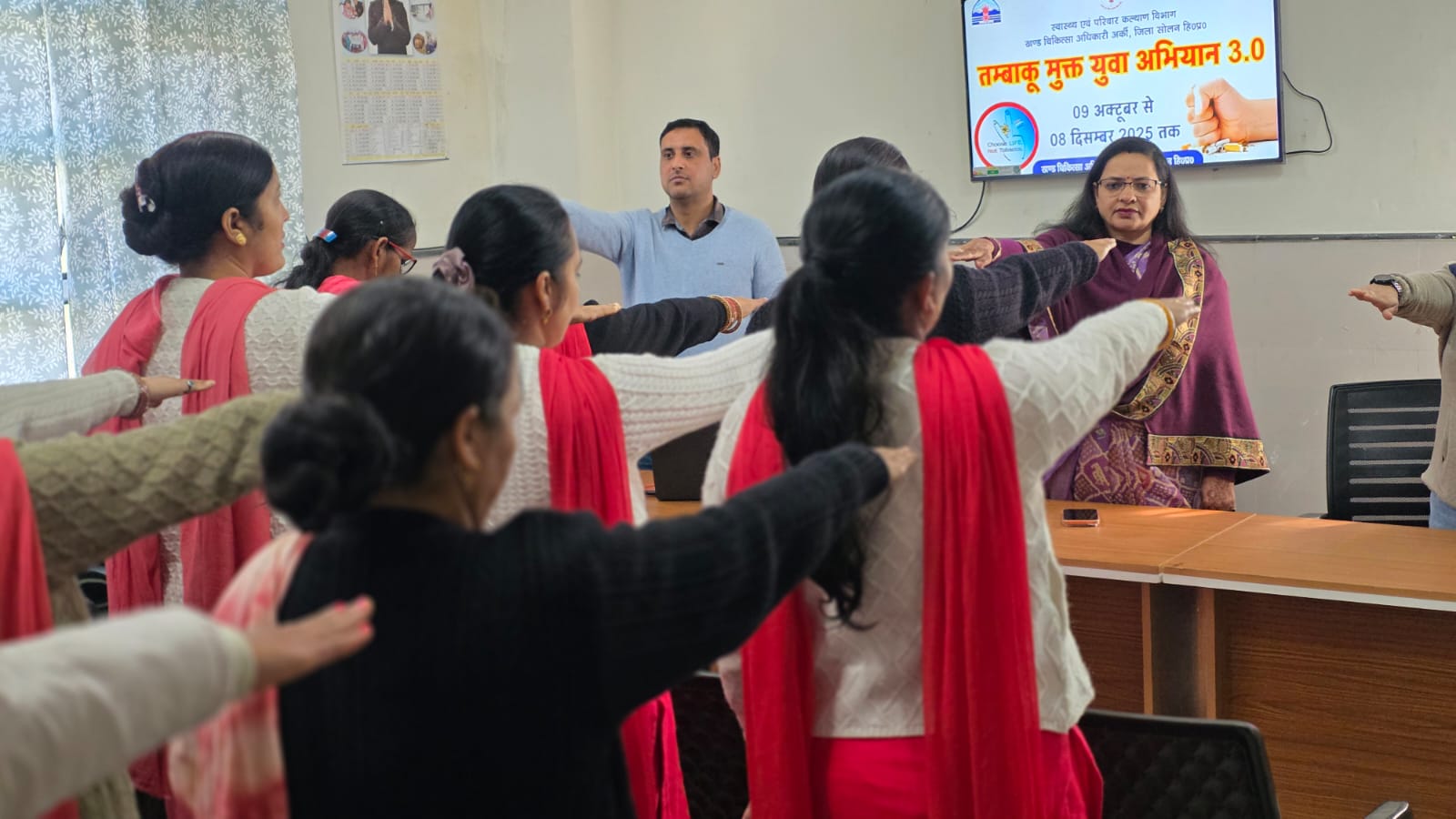 तंबाकू से होने वाले दुष्प्रभावों,उससे जुड़ी बीमारियों तथा समुदाय में जागरूकता फैलाने की रणनीतियों के बारे में दिया गया प्रशिक्षण